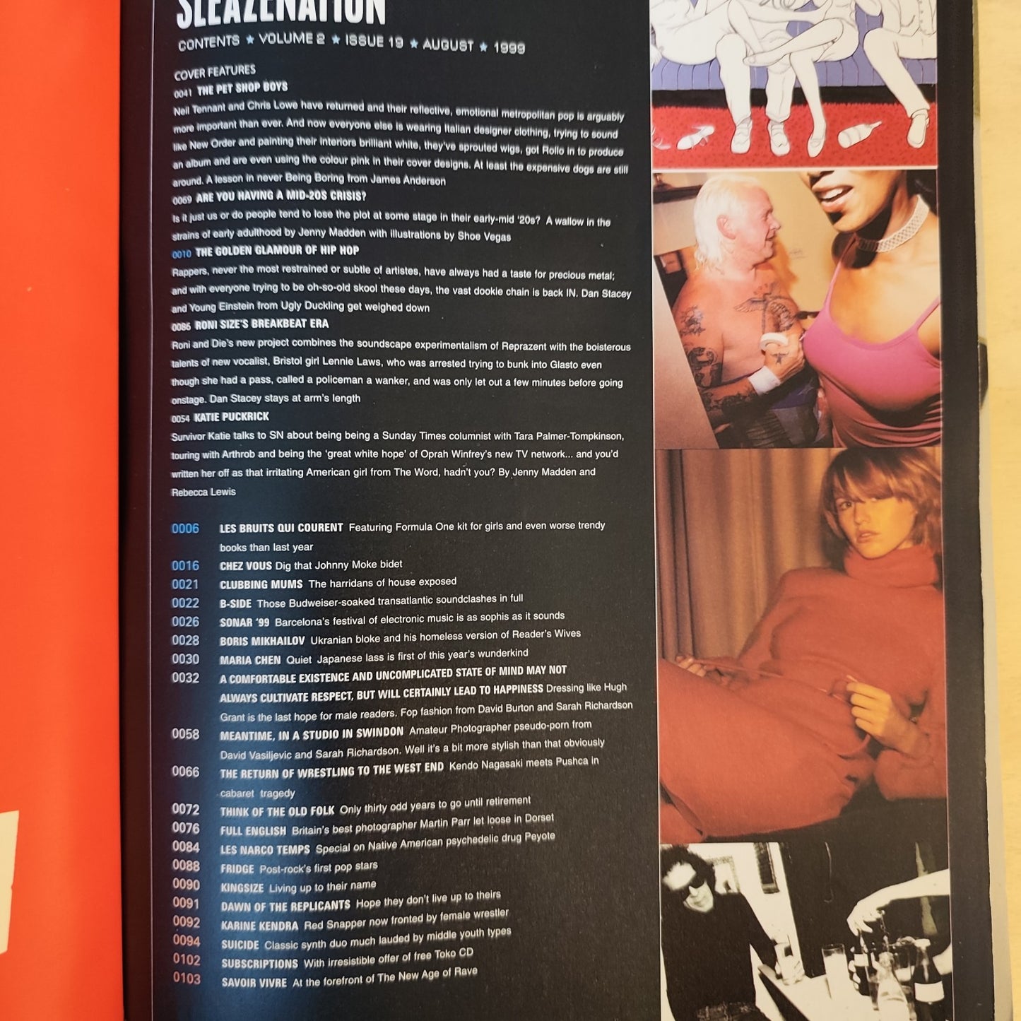 SLEAZENATION MAGAZINE August 1999 - the pet  shop boys,Golden glamour of hip hop