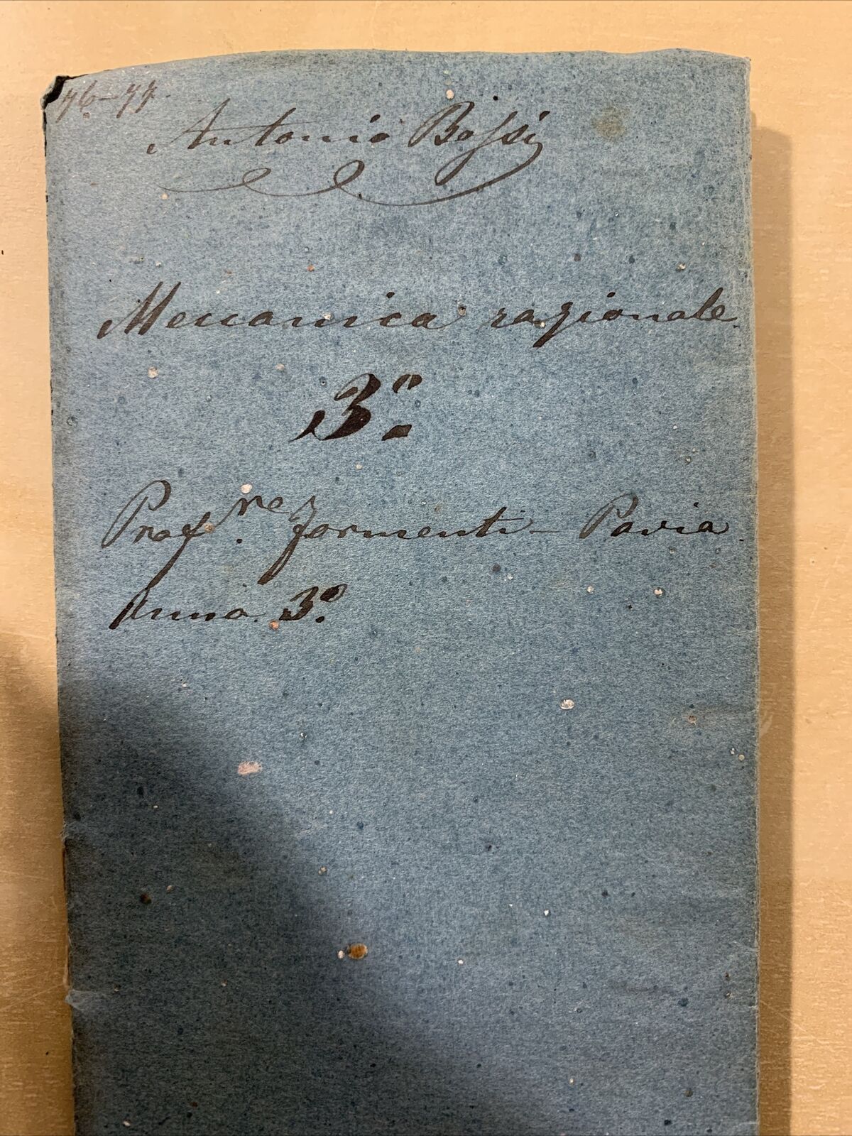 Antico Manoscritto Università di Pavia 1876, Meccanica Razionale, Carlo Formenti