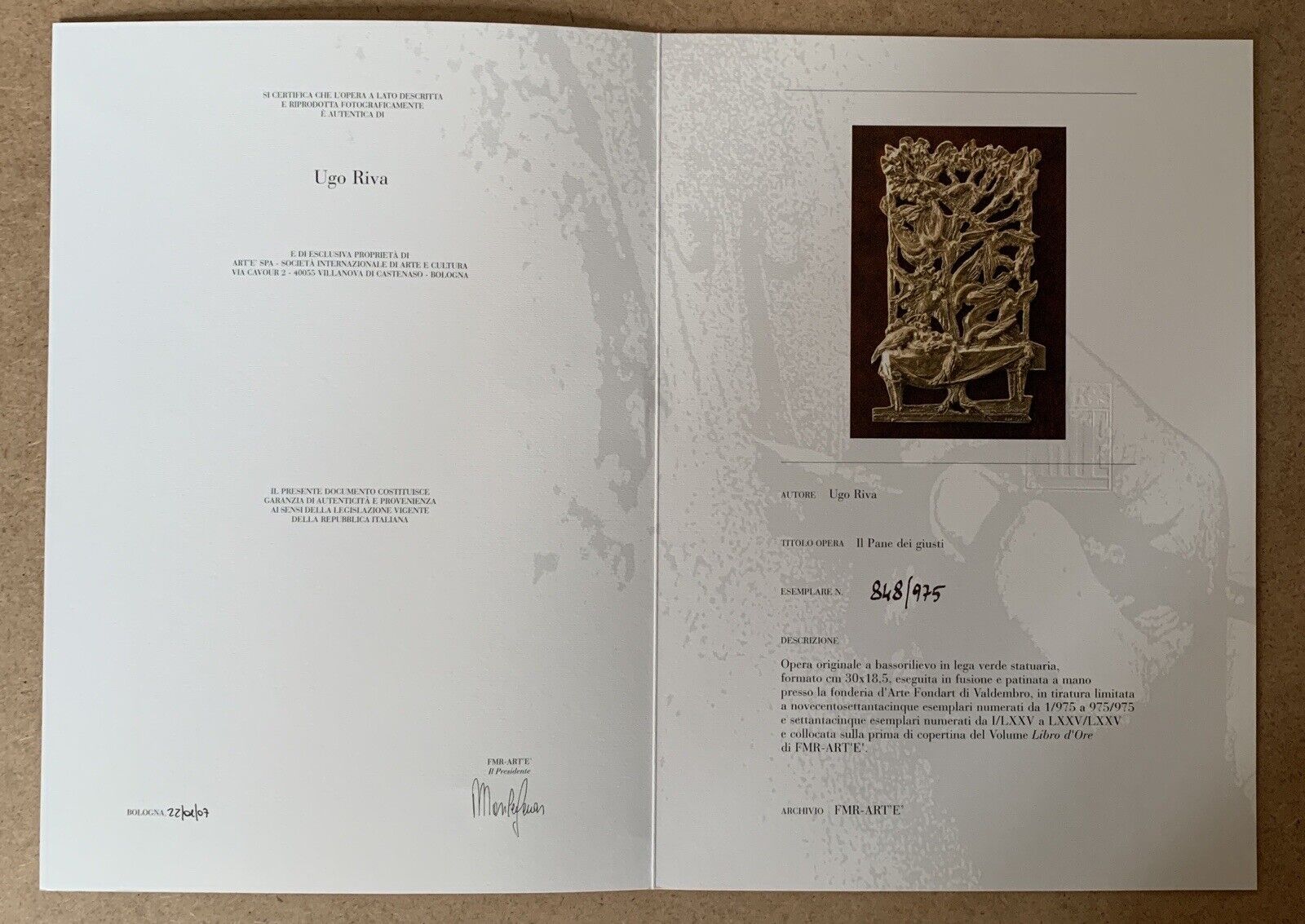 Libro D'Ore, Ugo Riva FMR ART'E' 2006. edizione numerata limitata