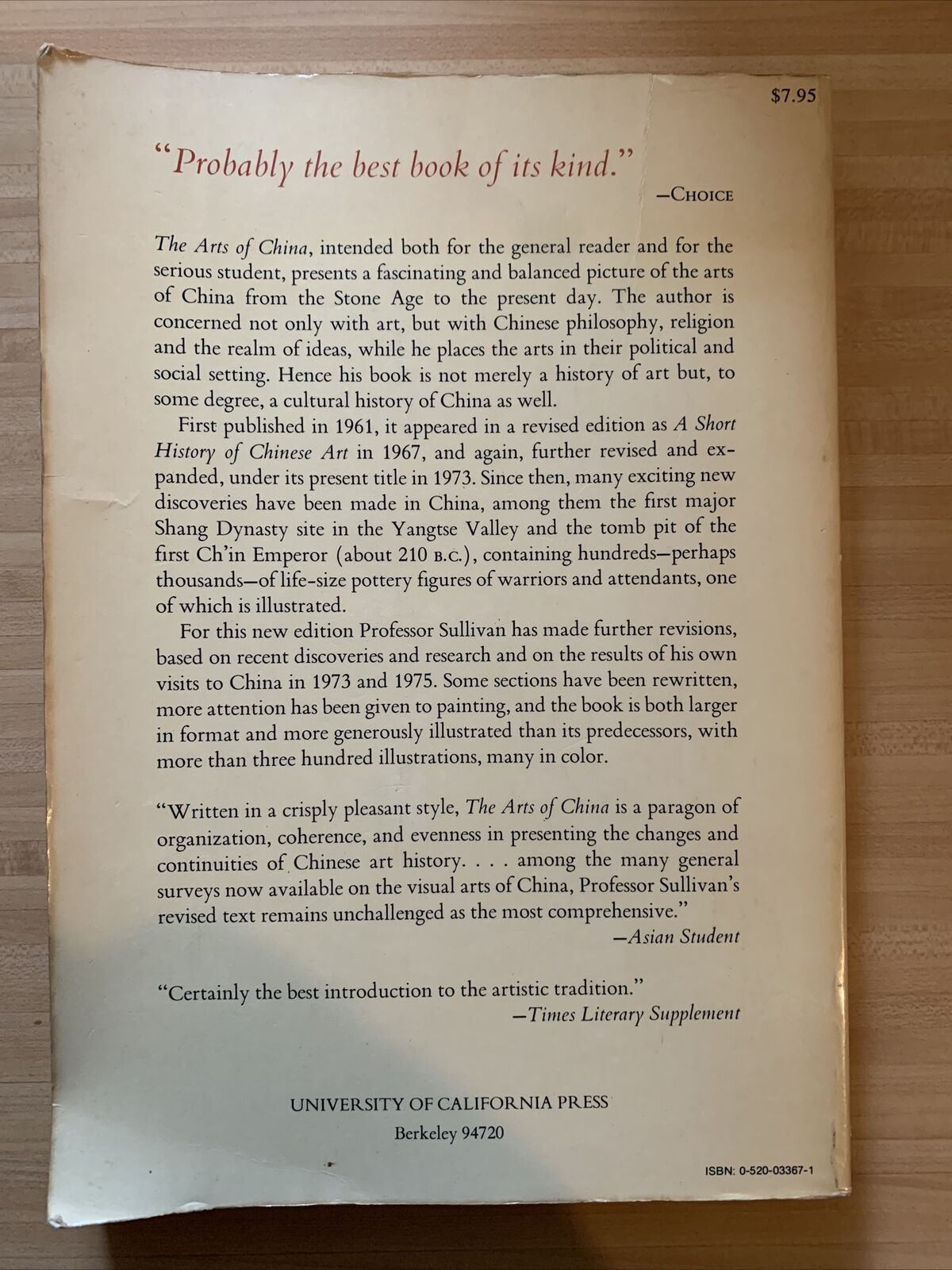 THE ARTS OF CHINA - Michael Sullivan. 1976 revised edition