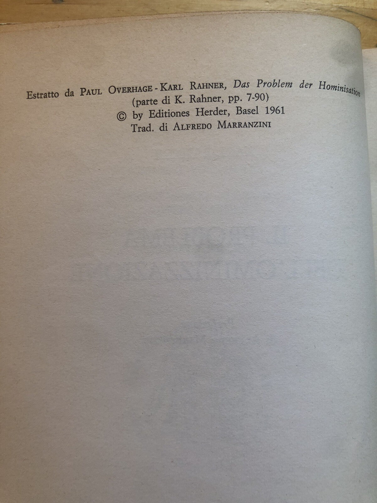Il problema dell'ominizzazione, Karl Rahner - Morcelliana 1969