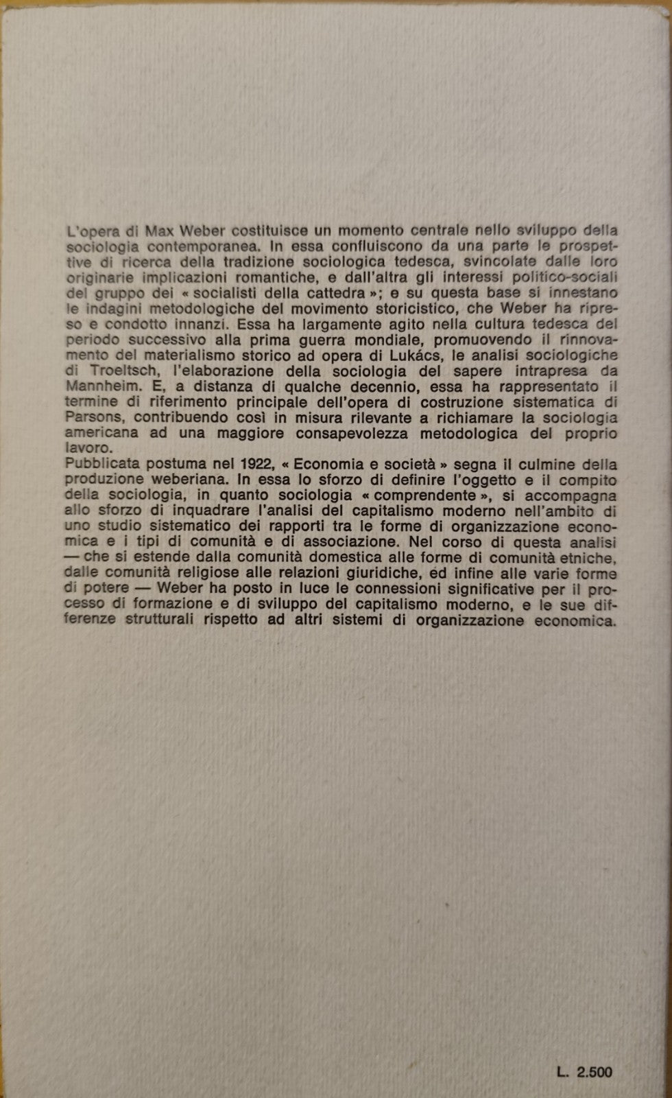 Weber Economia e società Classici della Sociologia vol. 5 Ed. di Comunità 1980