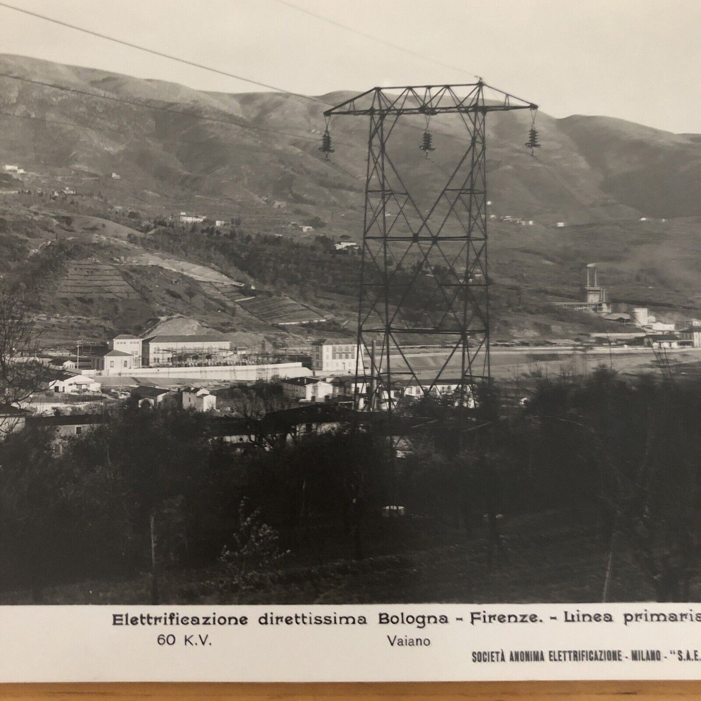 FERROVIE fotografia, elettrificazione direttissima Bologna Firenze. Vaiano 1934