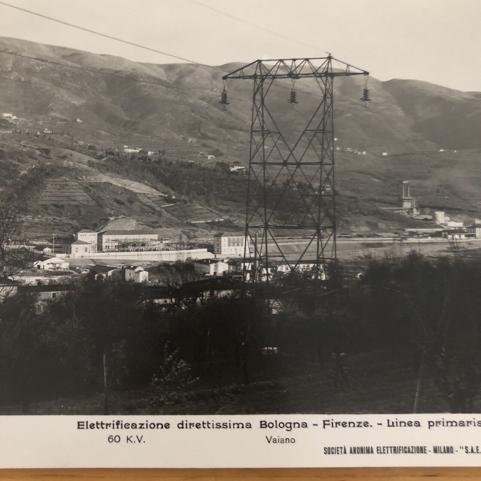 FERROVIE fotografia, elettrificazione direttissima Bologna Firenze. Vaiano 1934