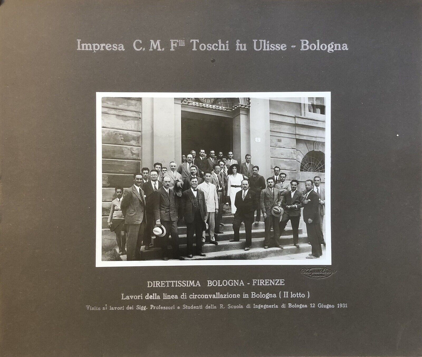FERROVIE direttissima Bologna Firenze -  Impresa C.M. Flli Toschi fu Ulisse 1931