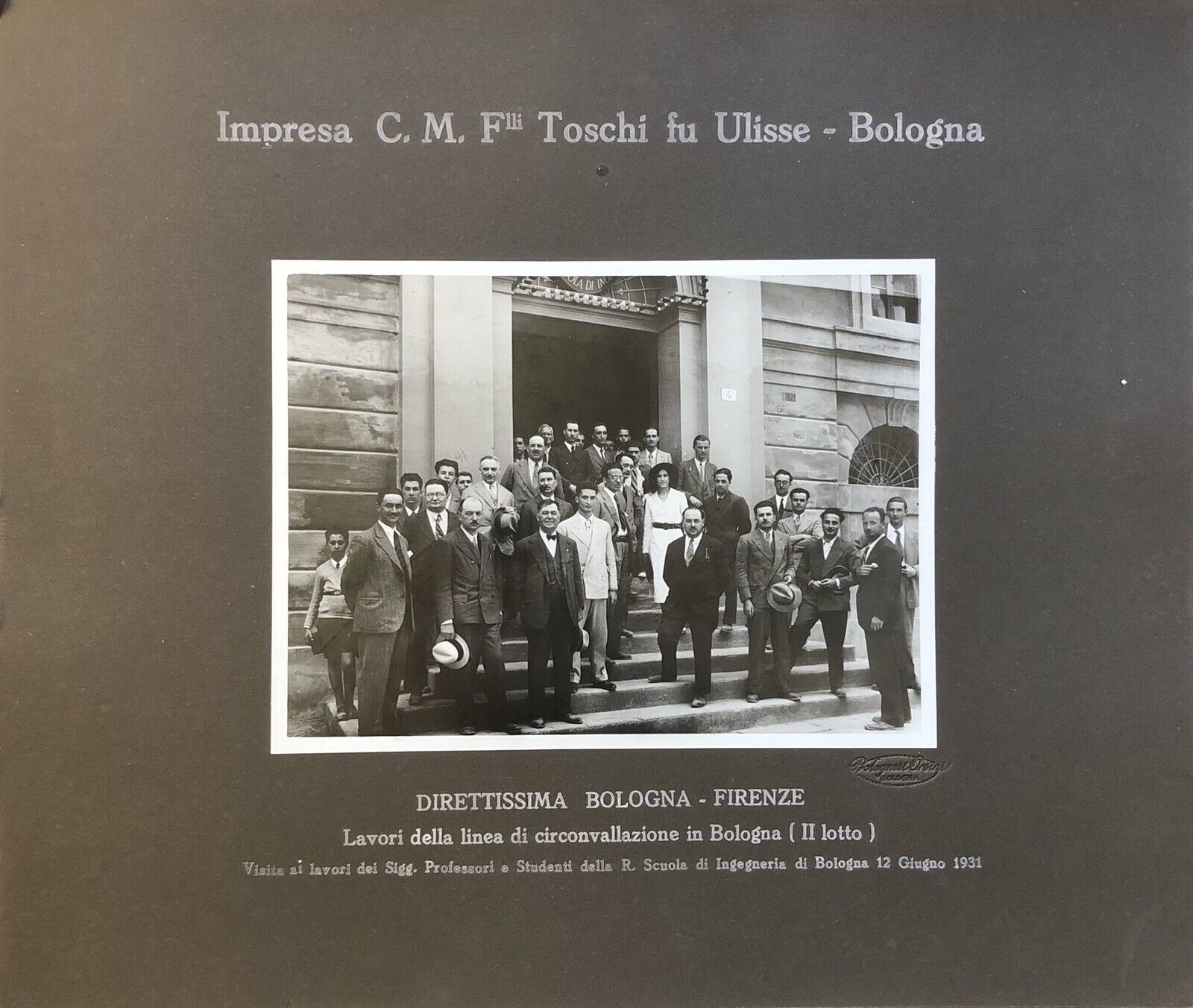 FERROVIE direttissima Bologna Firenze -  Impresa C.M. Flli Toschi fu Ulisse 1931