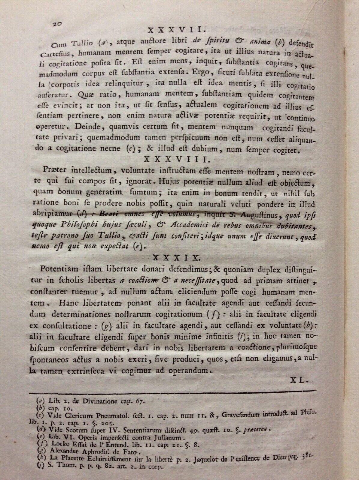 SETTECENTINA, THESES EX PSYCHOLOGIA. MARCO ANTONIO SARTORETTO. VERONAE MDCCLIX