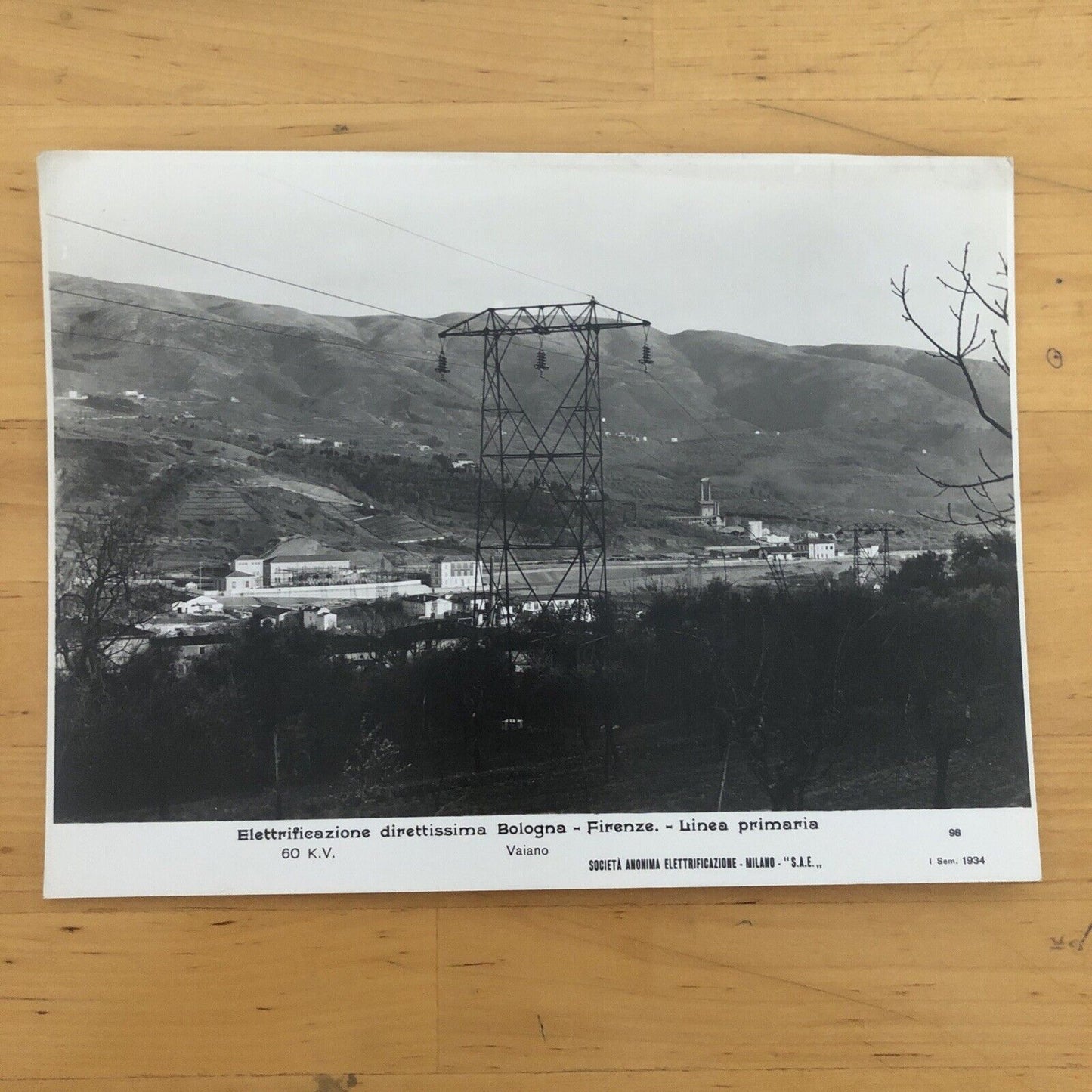FERROVIE fotografia, elettrificazione direttissima Bologna Firenze. Vaiano 1934