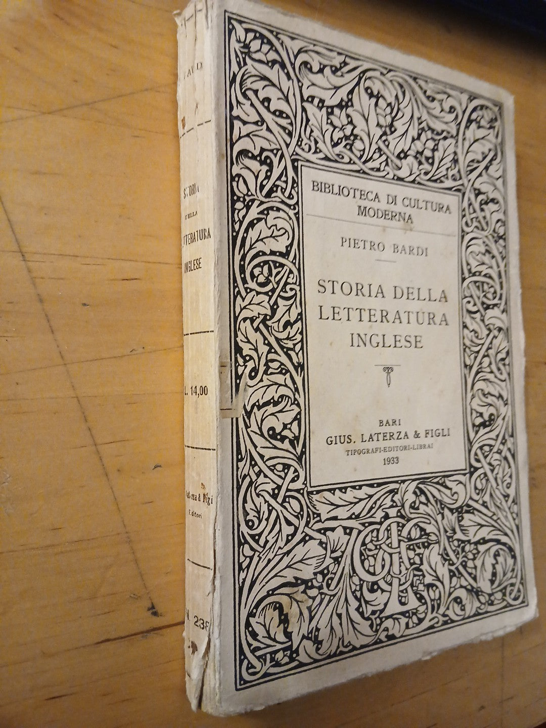 Storia della letteratura inglese - Pietro Bardi - Laterza  1933
