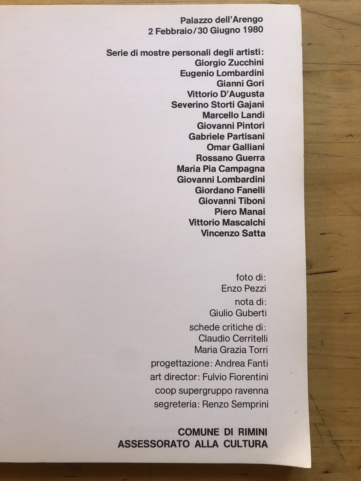 Neropece Grottalcova Pecenera - Comune di Rimini Palazzo dell'Arengo 1980