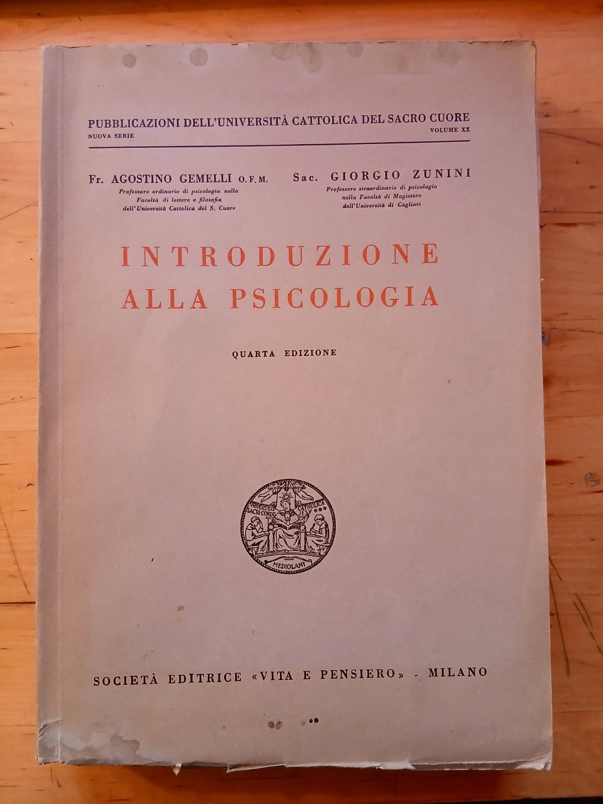 Introduzione alla psicologia - Gemelli, Zunini - Vita e Pensiero 1954