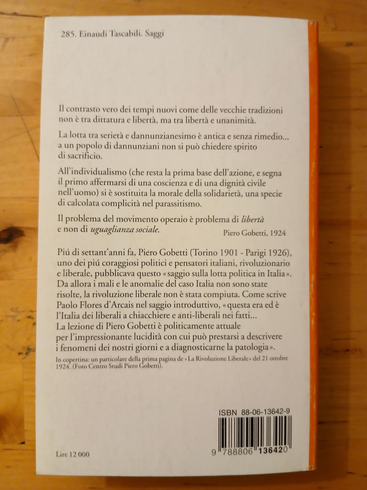 La rivoluzione liberale - Piero Gobetti - Einaudi Tascabili 1995