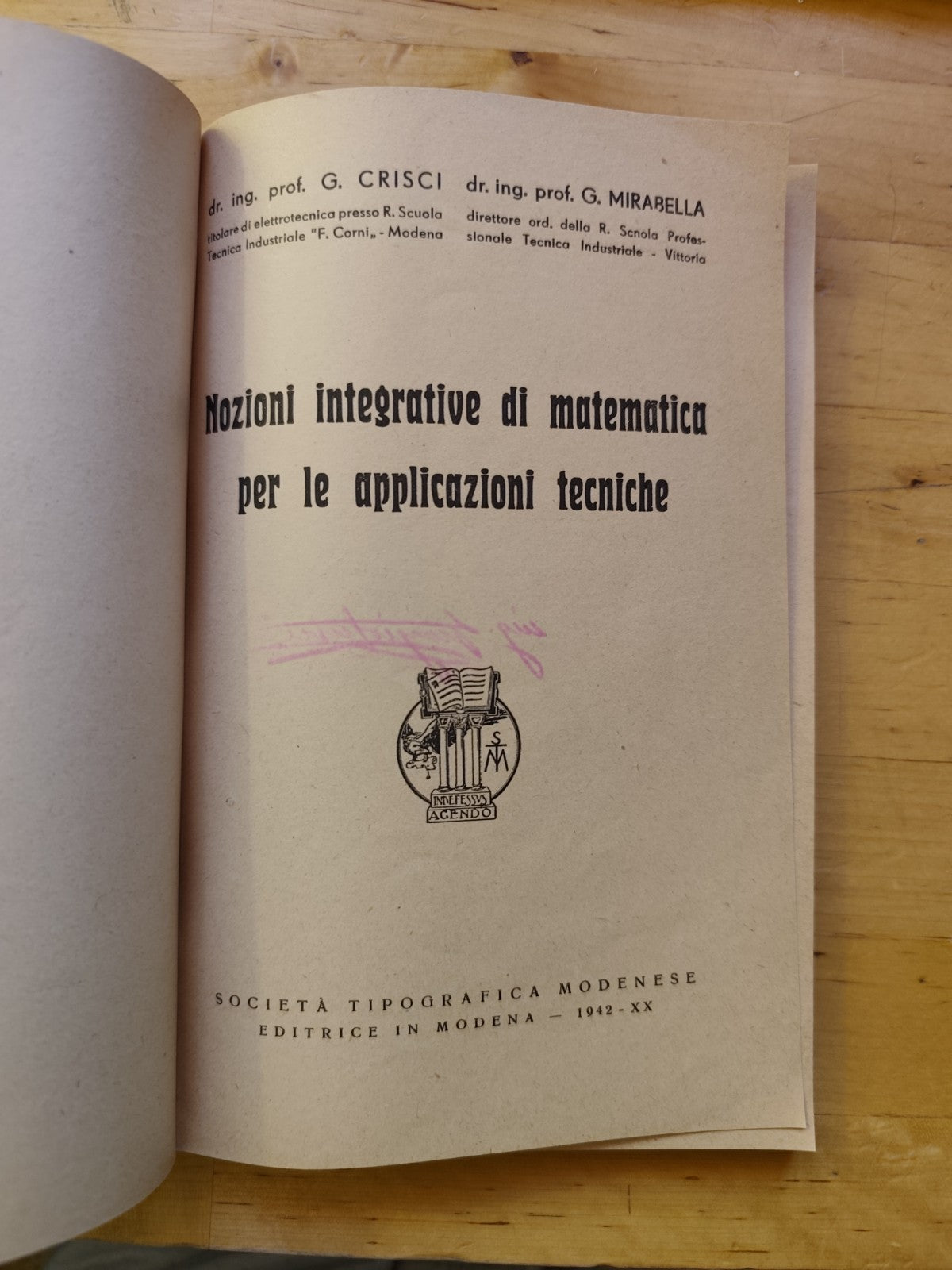 Nozioni integrative di matematica per le applicazioni tecniche G. Crisci Mirabel