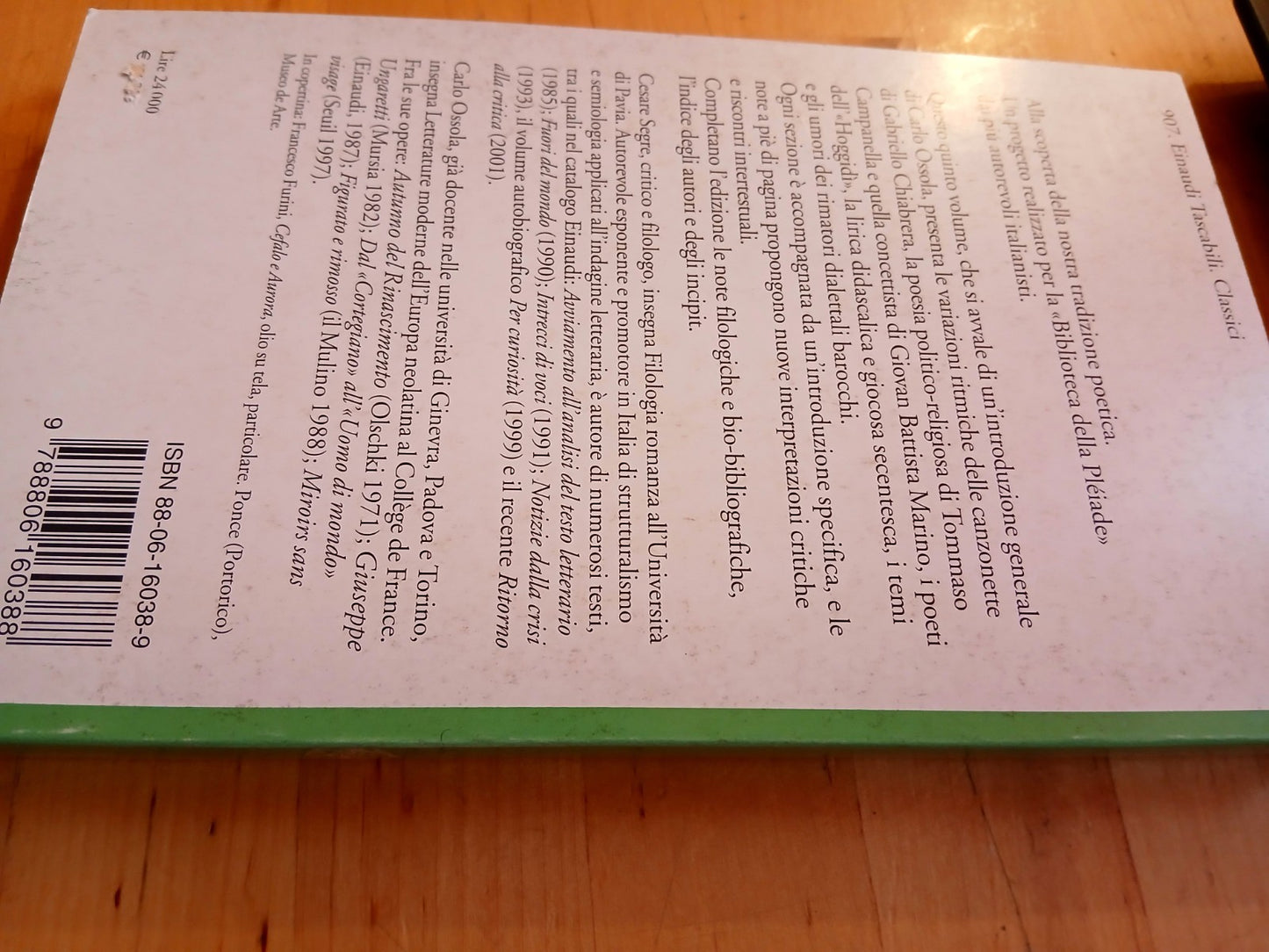 Antologia della poesia italiana - Seicento - Cesare Segre, Ossola. Einaudi 2001