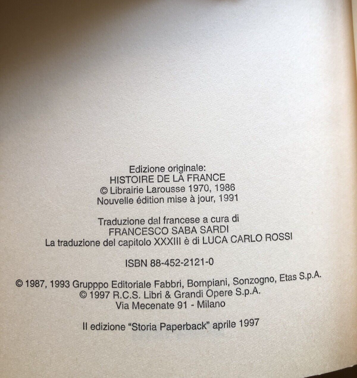 Storia della Francia - vol. 2 Georges Duby, Bompiani 1997