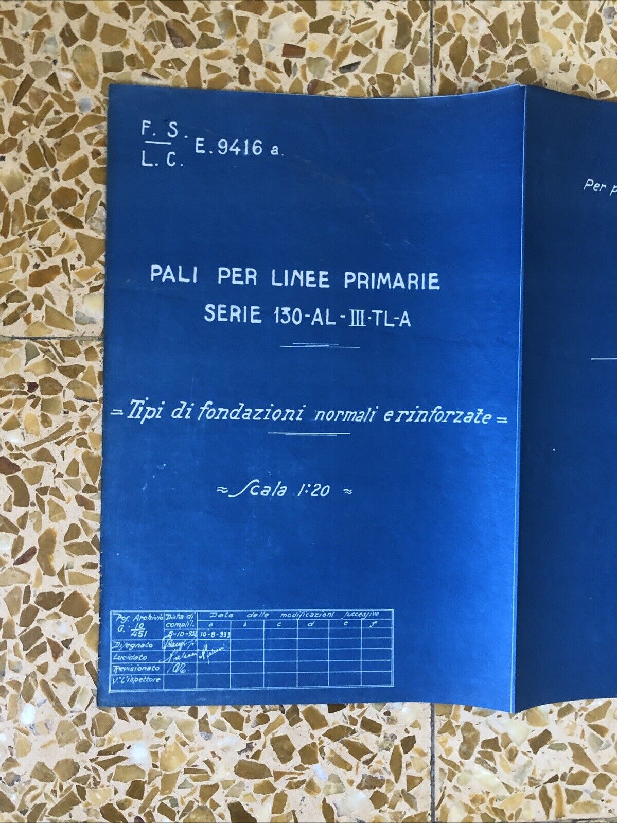 FERROVIE DELLO STATO F.S. pali per le linee primarie, tipi di fondazioni normali