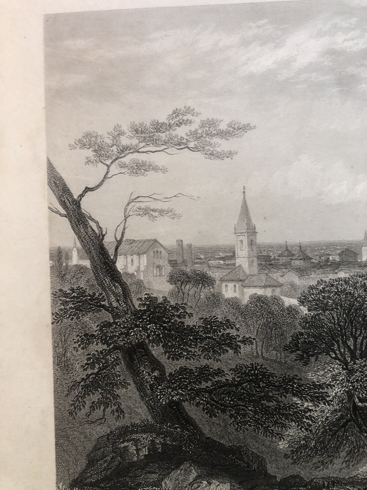 Incisione stampa Città di Bologna 1847 - disegno di W. Brockendon