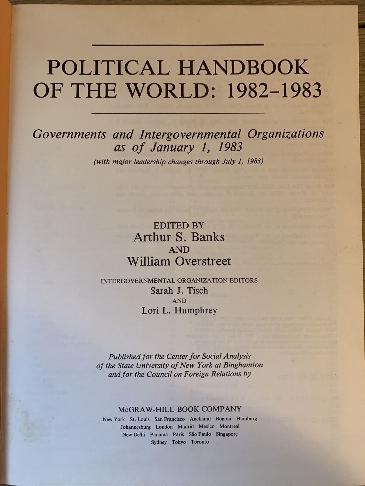 Political Handbook of the World, 1982-1983: Governments and Intergovernmental