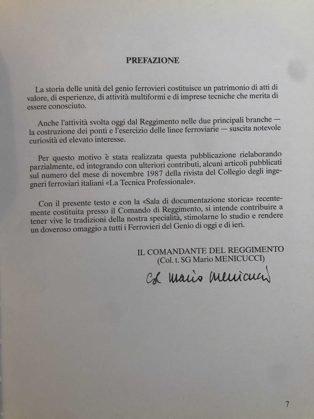 Il Reggimento genio ferrovieri 1988 - Sg Mario Menicucci