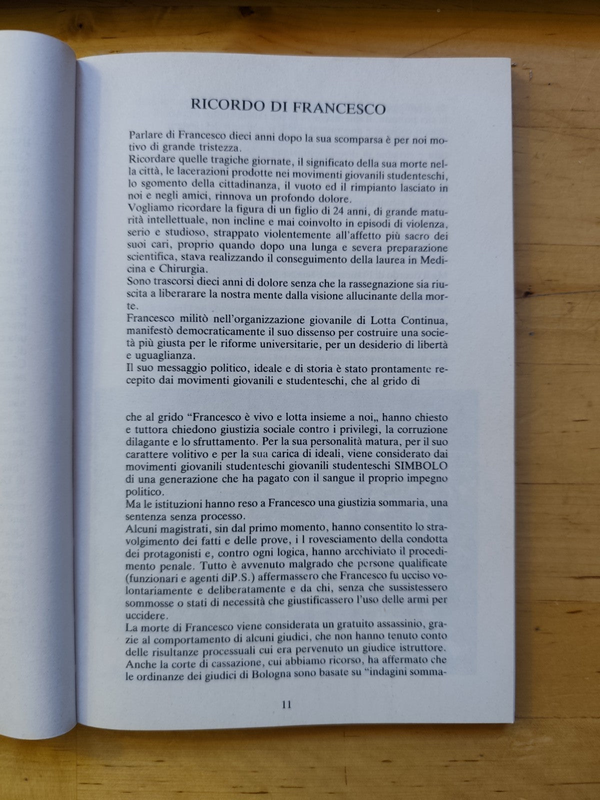 Piccola città, Francesco Lorusso Movimento del ’77 Movimento studentesco Bologna